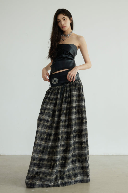 Retro Decadent Plaid Maxi Skirt