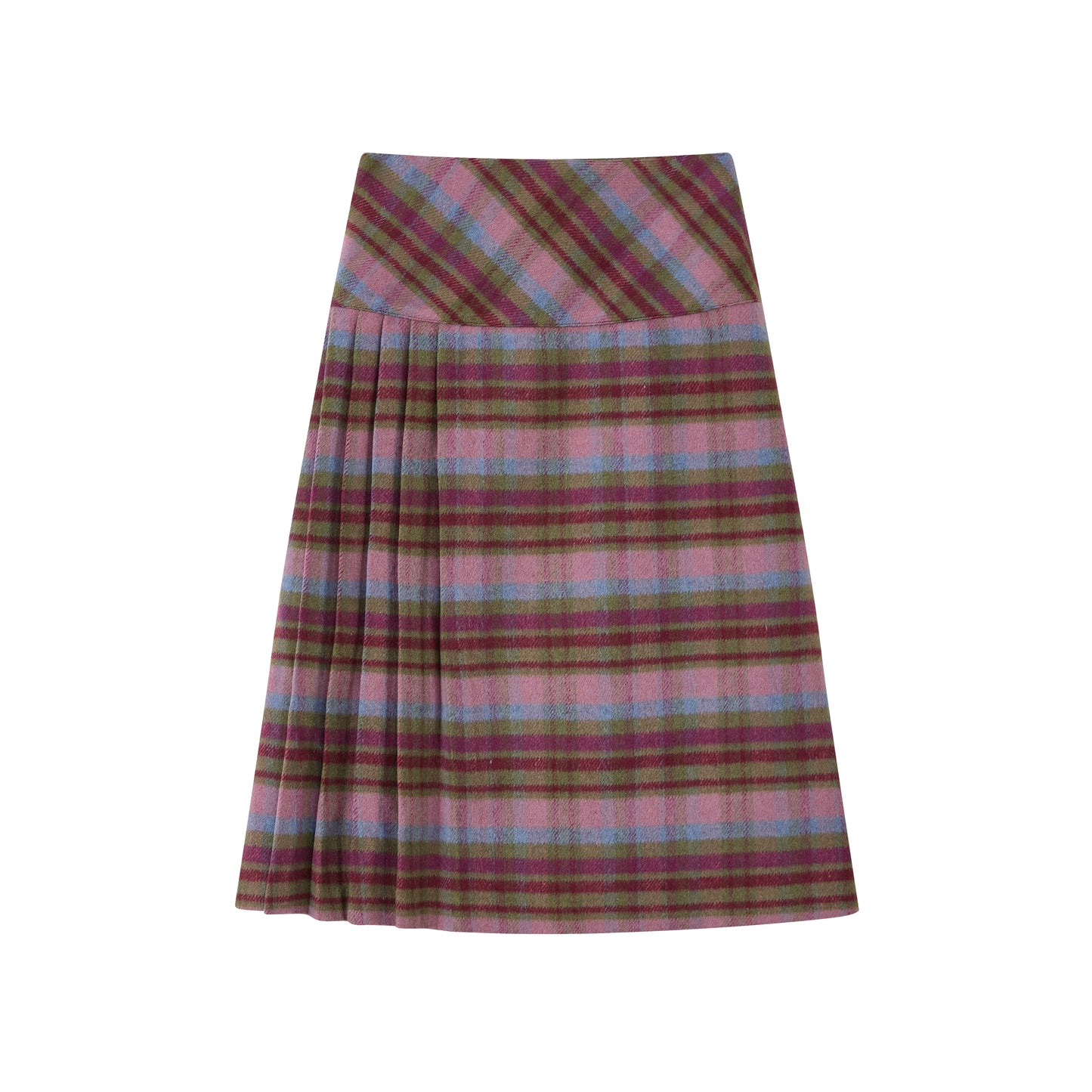 Wool Plaid A-Line Skirt