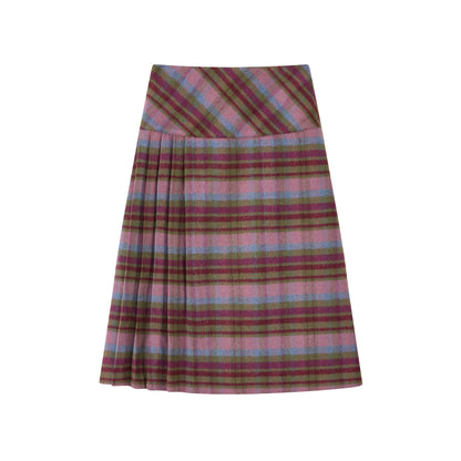 Wool Plaid A-Line Skirt