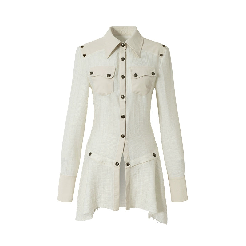 Vintage Punk Patchwork Leather Long Sleeve Shirt