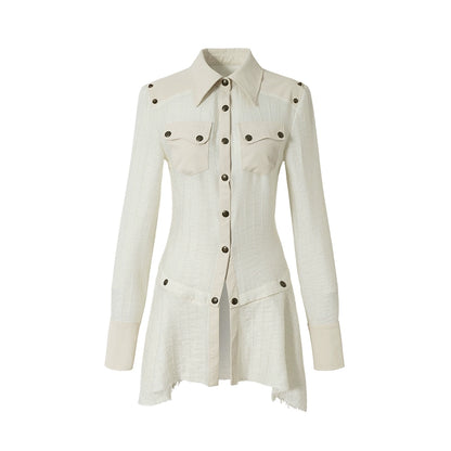 Vintage Punk Patchwork Leather Long Sleeve Shirt