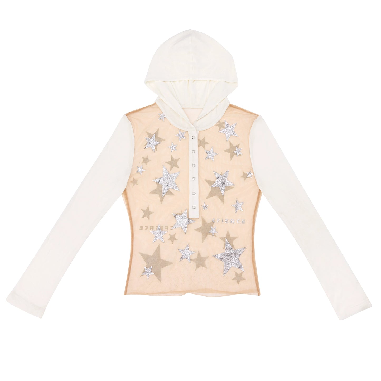 Pentagram Glitter Print Long-Sleeved Top