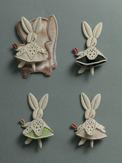 Bunny embroidery brooch