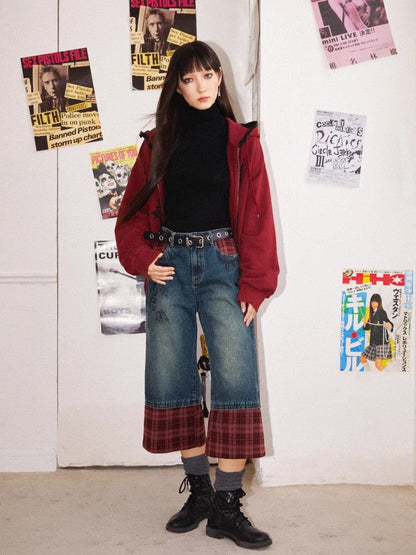 Plaid cropped pants