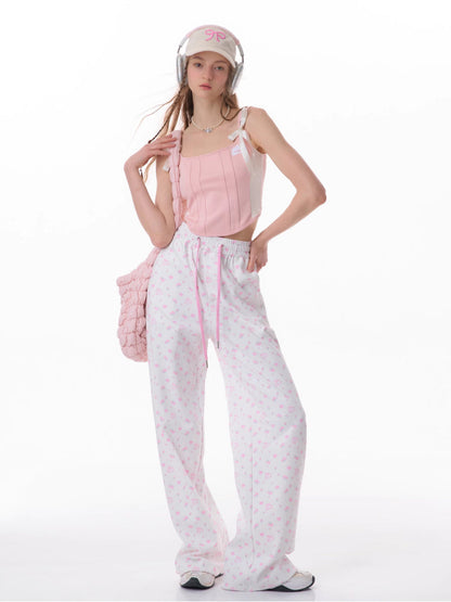 Rabbit floral pink casual pants