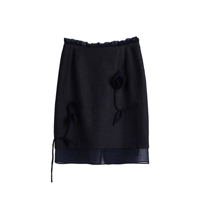 Denim Patchwork Organza Skirt