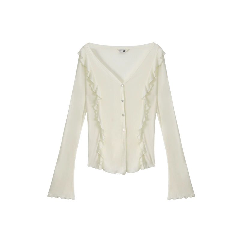 Soft Silhouette Bell Sleeve Knit Cardigan