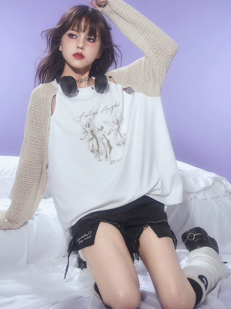 Knit angel print T-shirt