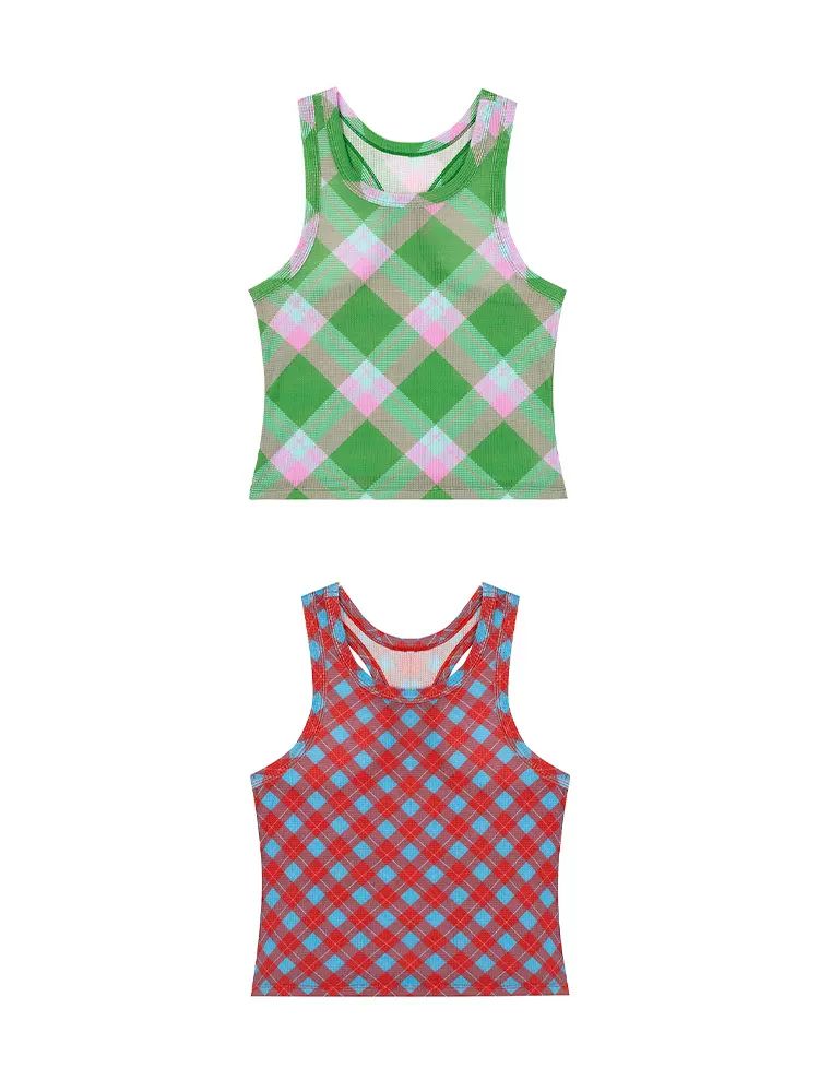 Plaid print tank top