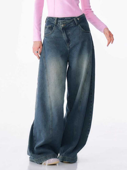 High waist slim wide leg jeans