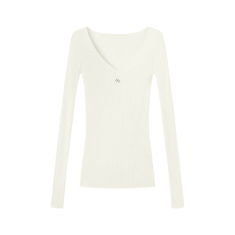 Mercerized Wool V-Neck Top