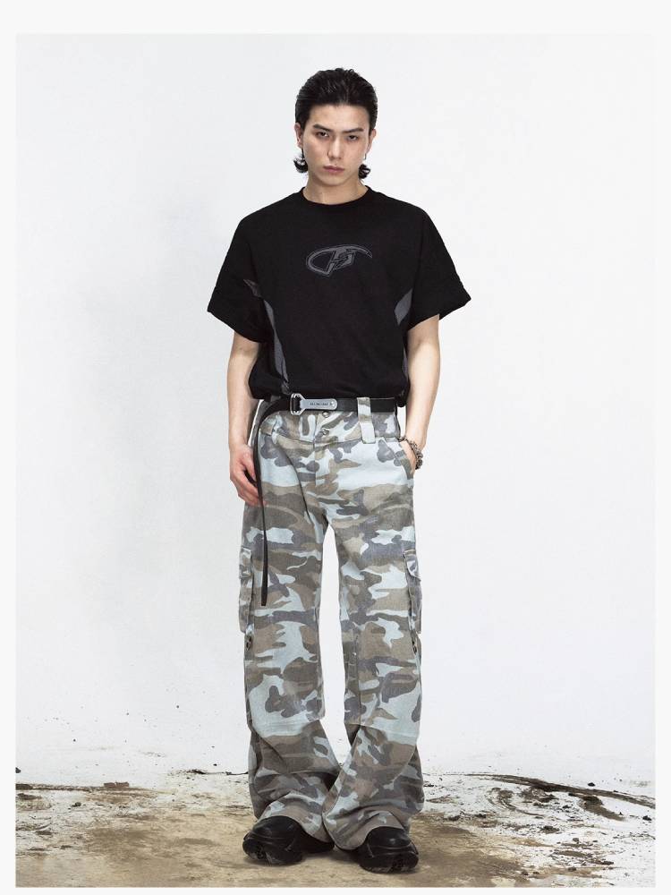 Camouflage loose wide leg pants