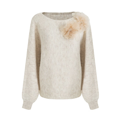 Off-Shoulder Floral Knit Top