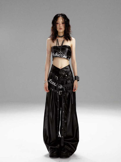 High waist punk pants