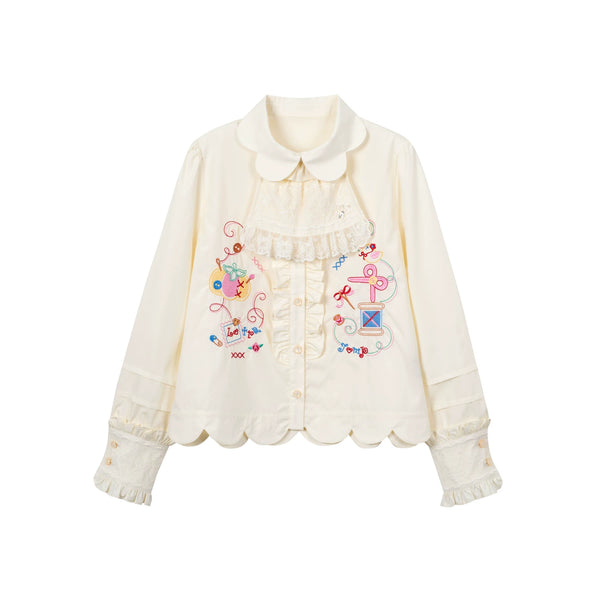 Petal Collar Embroidered Shirt