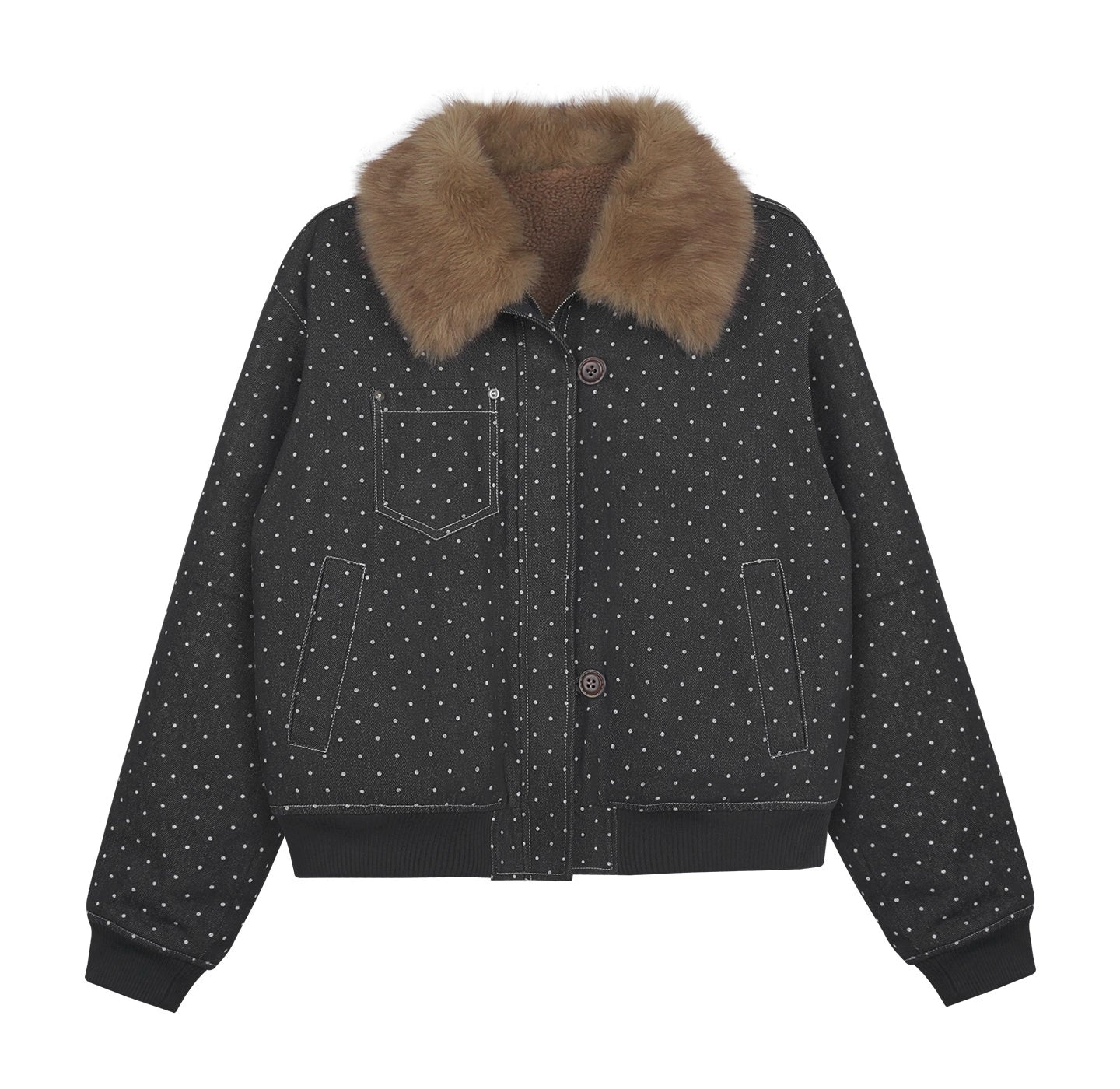 Fighting Spirit Detachable Fur Collar Jacket
