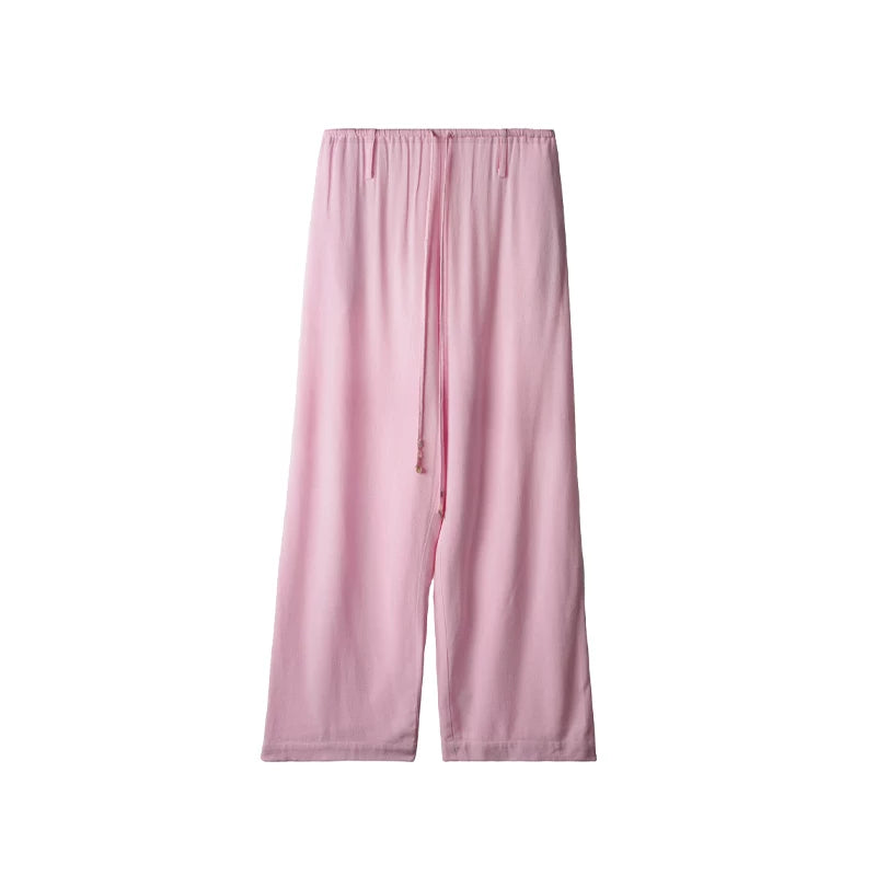 Linen Blend Wide-Leg Pants