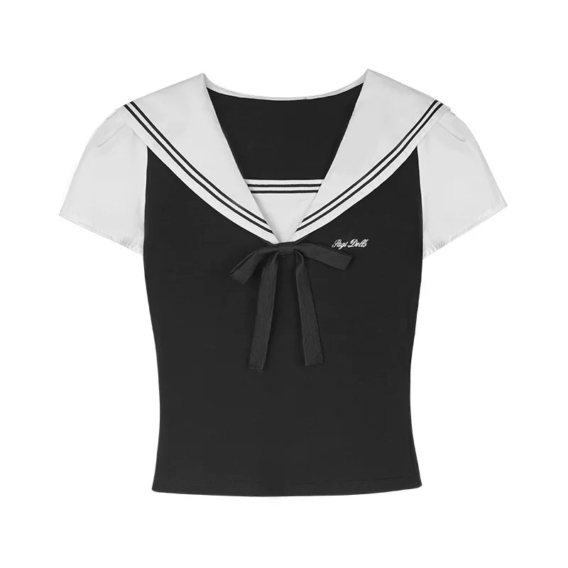 흑백 세일러 상의 셋업