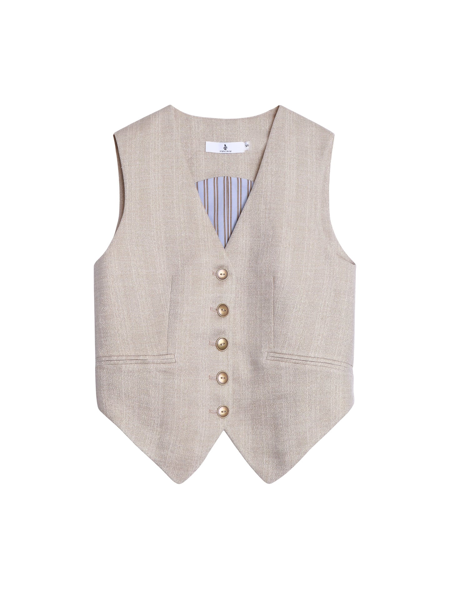 Slim Vintage Linen Layered Vest