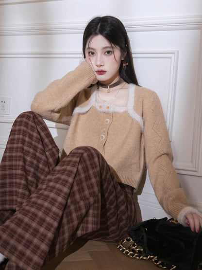 Wool soft fake two-piece sweater