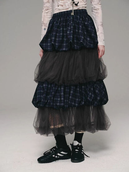 Blueberry plaid cake skirt