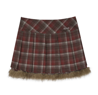 Sweet Red-Brown Plaid Skirt Set-Up