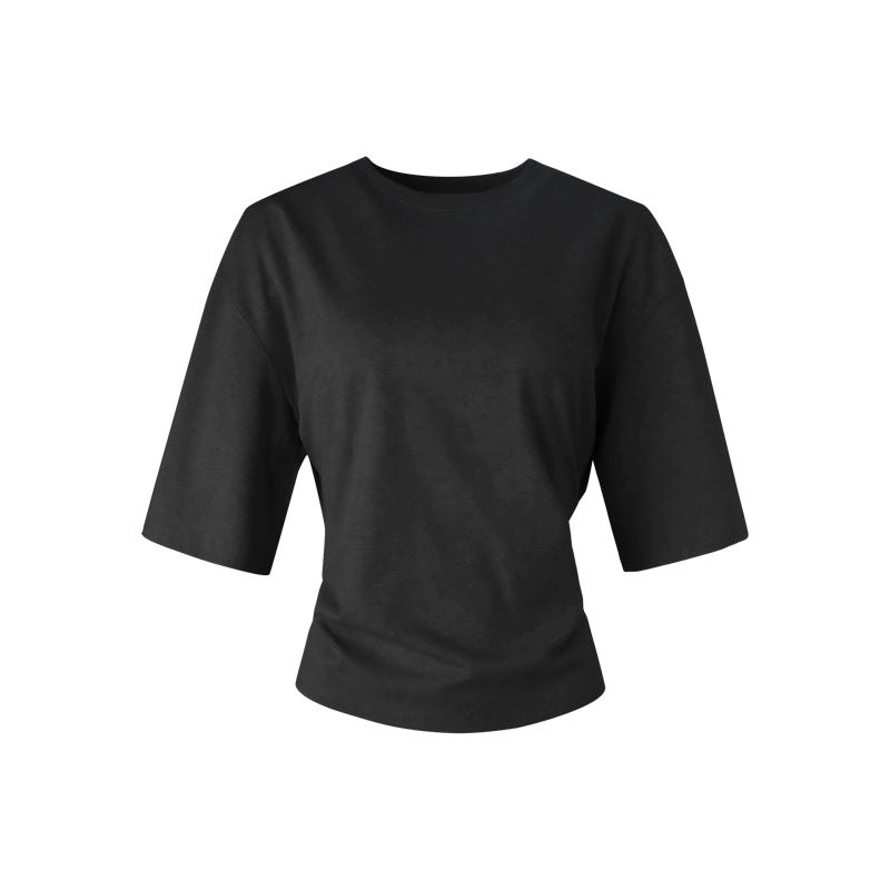 Pinch-Pleated Cut-Out Short Sleeve Summer Top