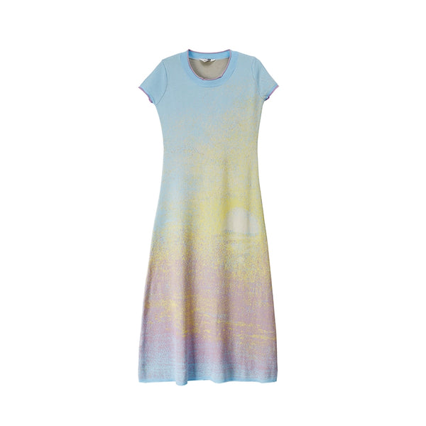 Hand-Painted Cloud Jacquard Tencel Knitted Dress
