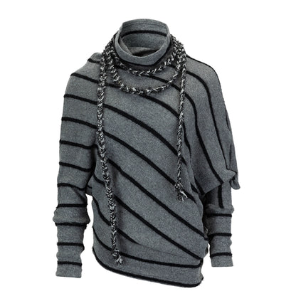 Diagonal Striped Batwing Sweater