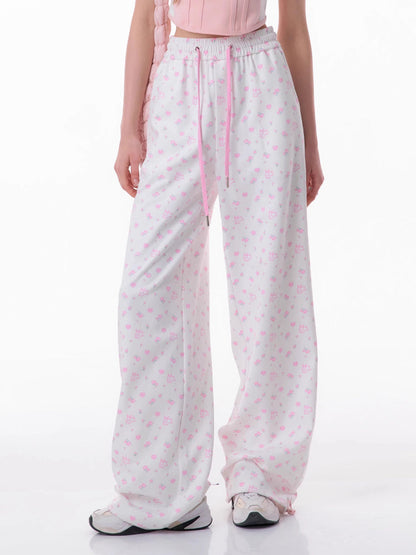 Rabbit floral pink casual pants