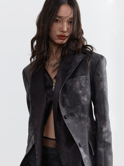 Leather Fake Two Pieces Skinny Jacket