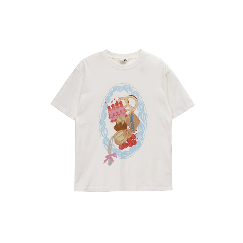 Hand-Painted Crewneck Cotton T-Shirt