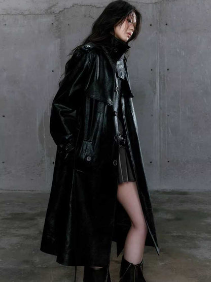 Loose black belted coat