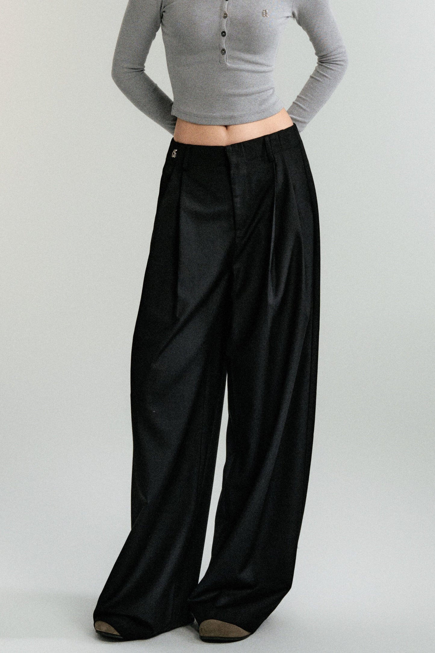 Loose Padded Shoulders Trousers Set-Up