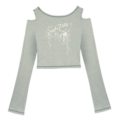 Shoulder Cutout Long-Sleeve T-Shirt