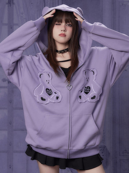 sweet purple bear sweats jacket