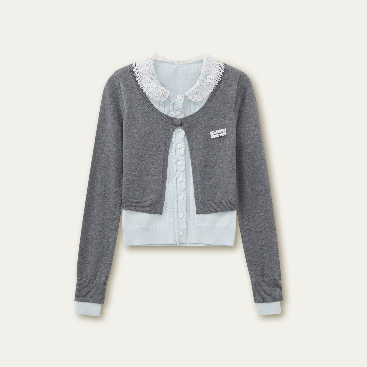 Fake two Piece Lace Knit Top