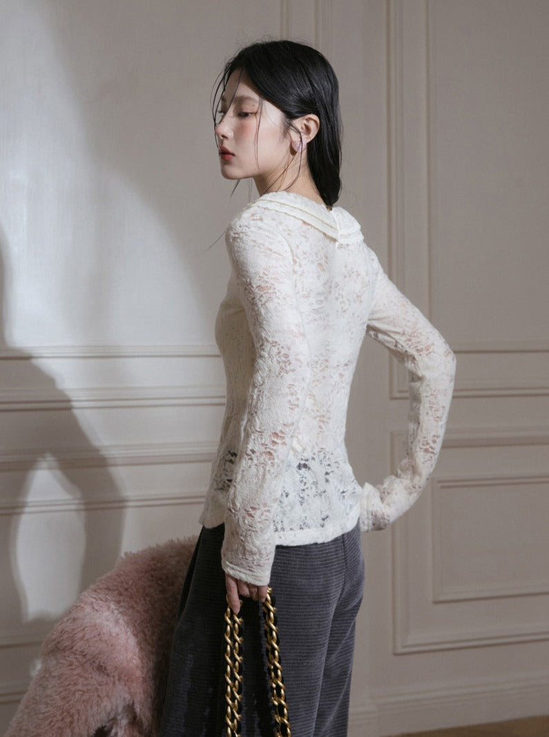 Mist Apricot Wool Lace Tops