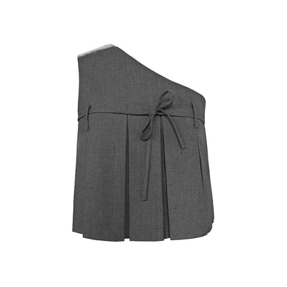 Grey Racer Pleated Sleeveless Top