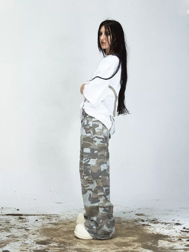 Camouflage loose wide leg pants