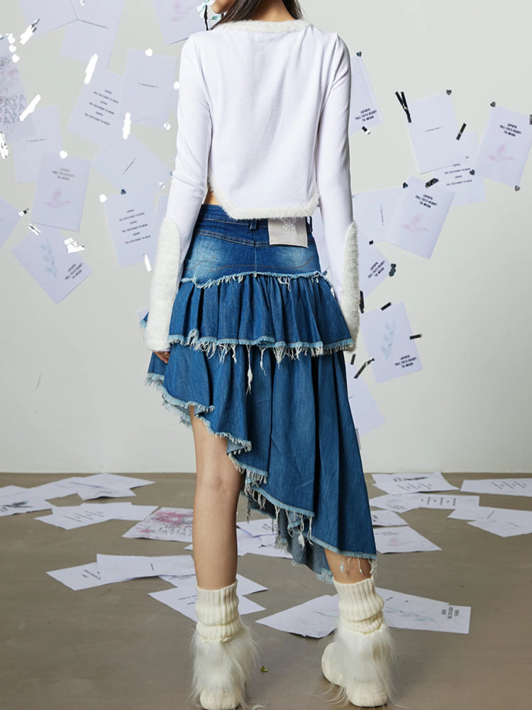 A-line denim skirt