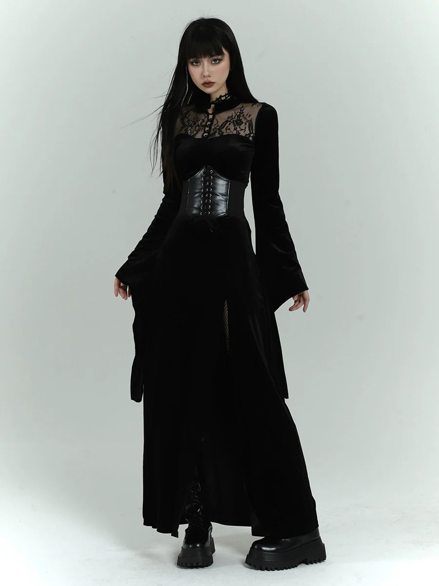 Gothic Velvet Drapy Long Dress