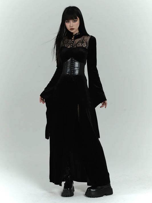 Gothic Velvet Drapy Long Dress