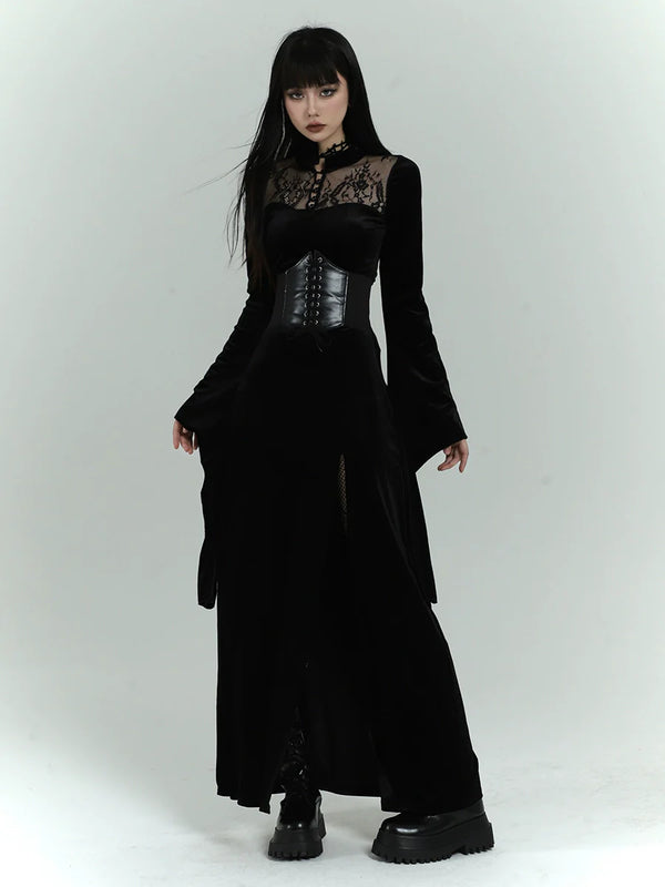 Gothic Velvet Drapy Long Dress
