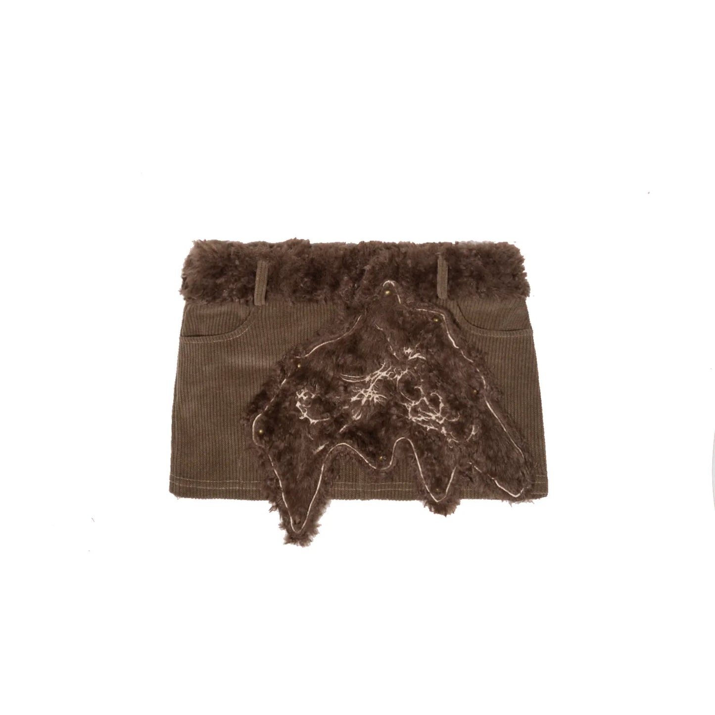 original embroidered furry skirt