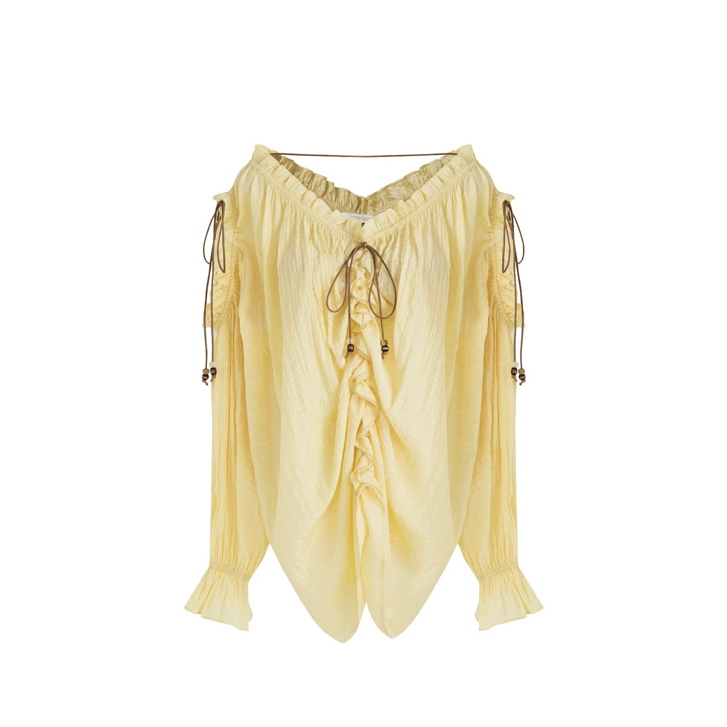 Drawstring Bead V-Neck Shirt