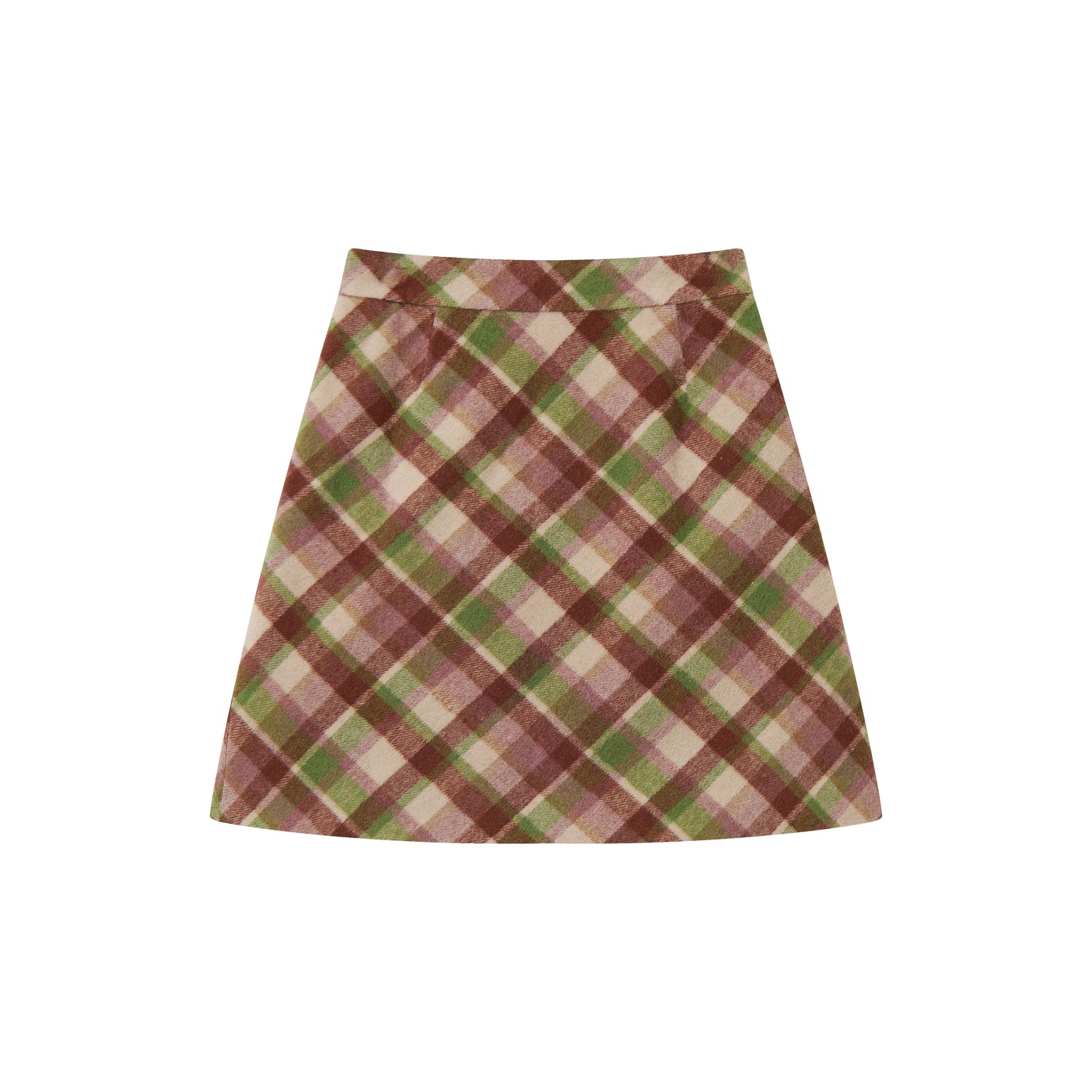 Preppy Woolen Plaid A-Line Skirt