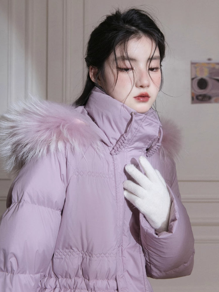 Purple diamond long down jacket