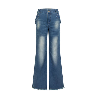 Vintage Letter Print Flared Jeans