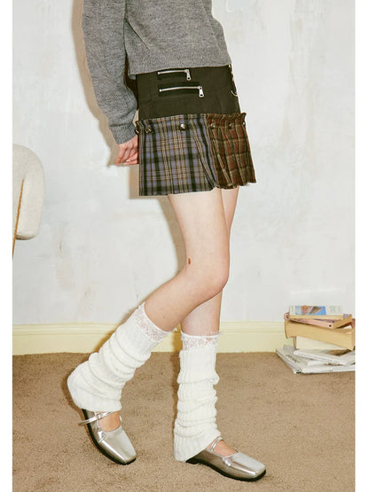 A-line pleated short skirt